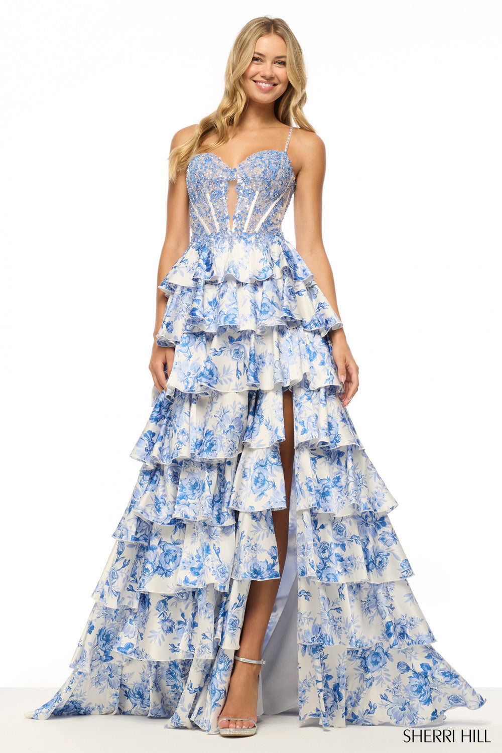 Sherri Hill 57662 prom dress images. Sherri Hill 57662 is available in these colors: Ivory Blue .