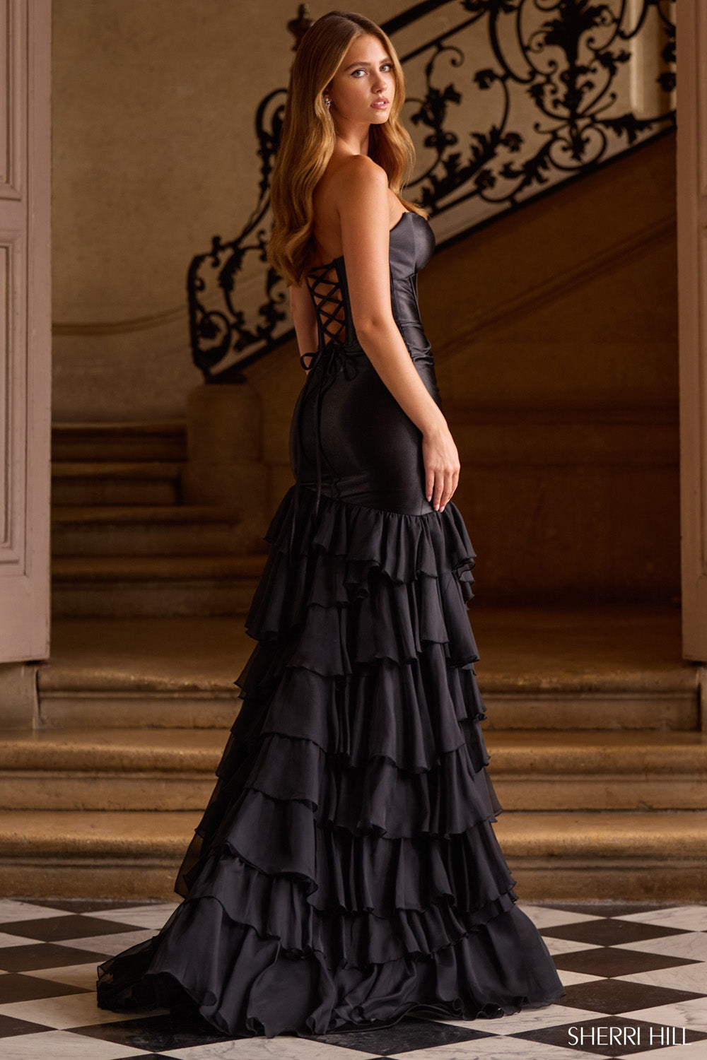 Sherri Hill 57683 prom dress images. Sherri Hill 57683 is available in these colors: Ivory, Navy, Peacock, Light Blue, Blush, Lilac, Yellow, Bright Fuchsia, Emerald, Royal, Red, Black, Teal .