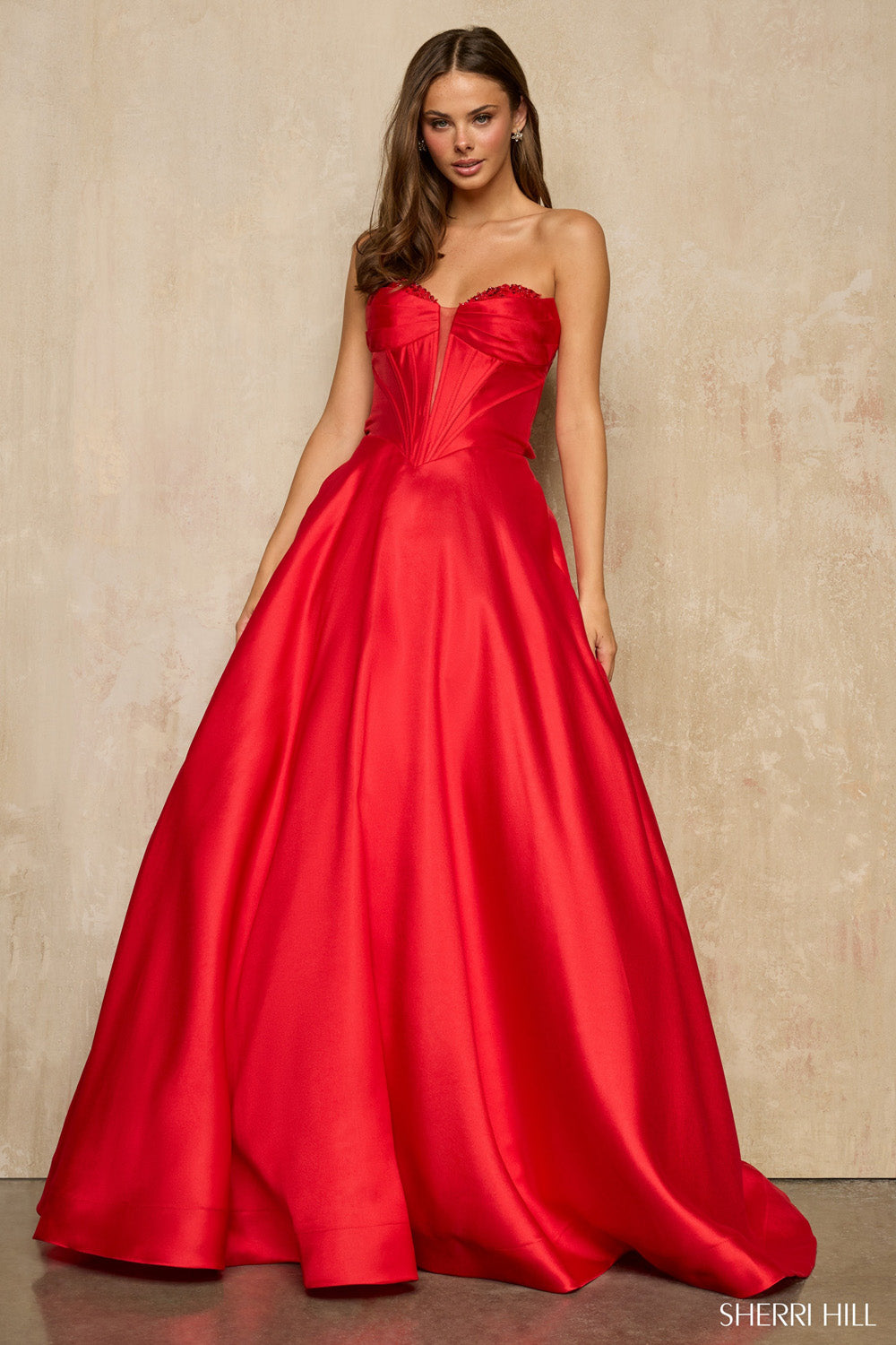 Sherri Hill 57704 prom dress images. Sherri Hill 57704 is available in these colors: Light Blue, Pink, Royal, Emerald, Yellow, Navy, Black, Red .