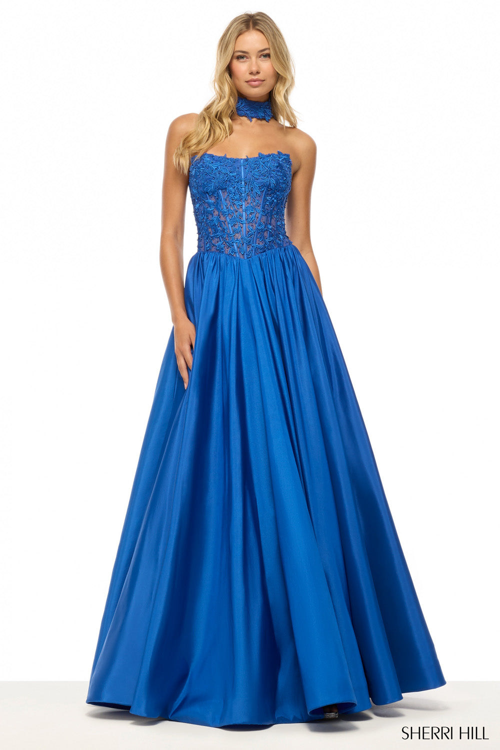 Sherri Hill 57715 prom dress images. Sherri Hill 57715 is available in these colors: Emerald, Royal, Periwinkle, Navy, Red, Yellow, Bright Pink, Light Blue, Ivory, Black.