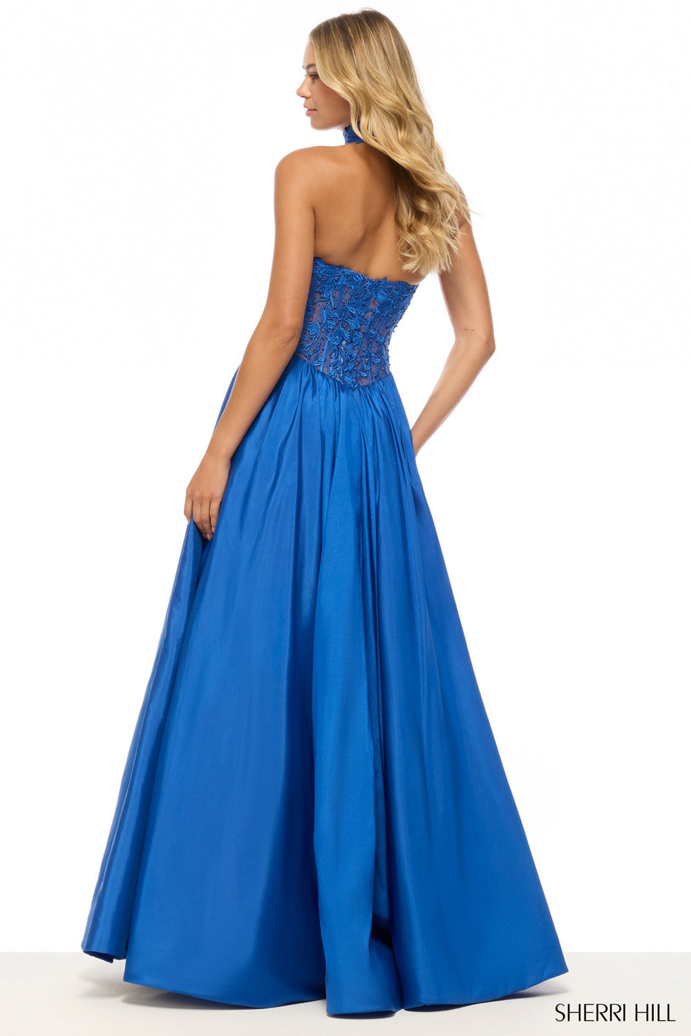 Sherri Hill 57715 prom dress images. Sherri Hill 57715 is available in these colors: Emerald, Royal, Periwinkle, Navy, Red, Yellow, Bright Pink, Light Blue, Ivory, Black.