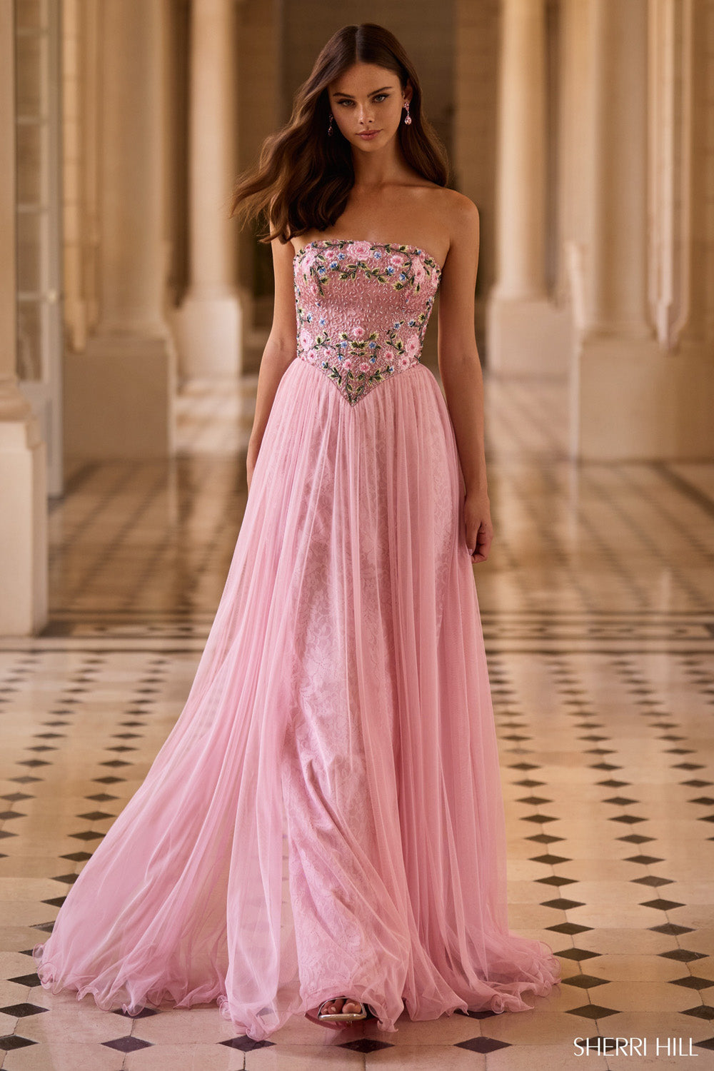 Sherri Hill 57716 prom dress images. Sherri Hill 57716 is available in these colors: Blush Multi.