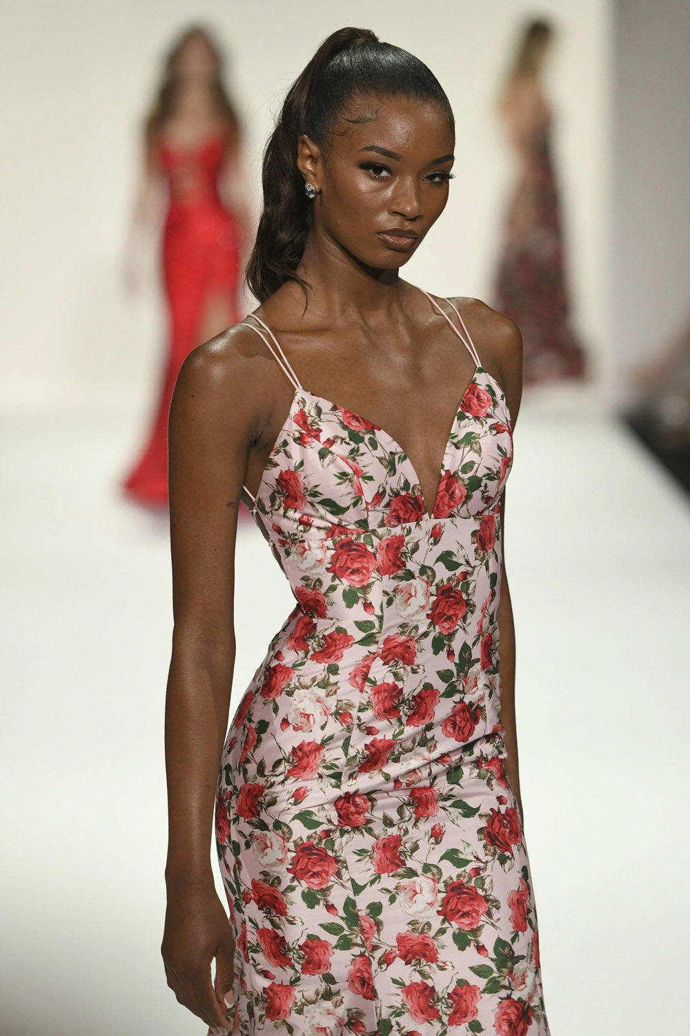 Sherri Hill 57720 prom dress images. Sherri Hill 57720 is available in these colors: Pink Print, Black Print, Ivory Print.