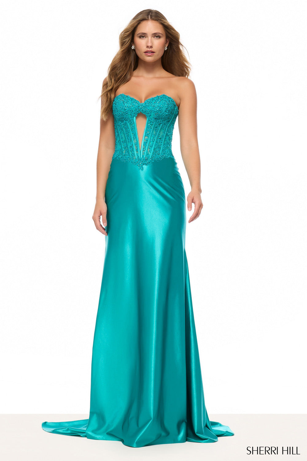 Sherri Hill 57749 prom dress images. Sherri Hill 57749 is available in these colors: Wine, Silver, Royal, Rose, Red, Purple, Peacock, Mocha, Ivory, Emerald, Bright Pink, Black, Teal, Yellow, Pink, Navy.