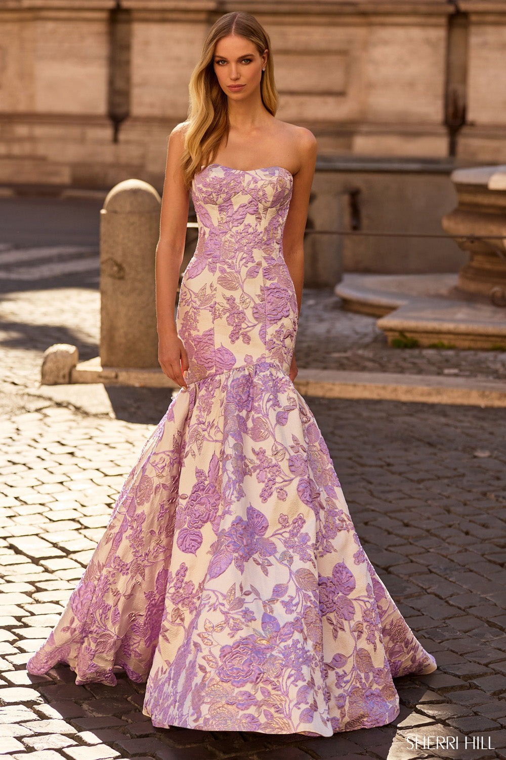 Sherri Hill 57785 prom dress images. Sherri Hill 57785 is available in these colors: Light Blue, Pink, Ivory, Lilac.