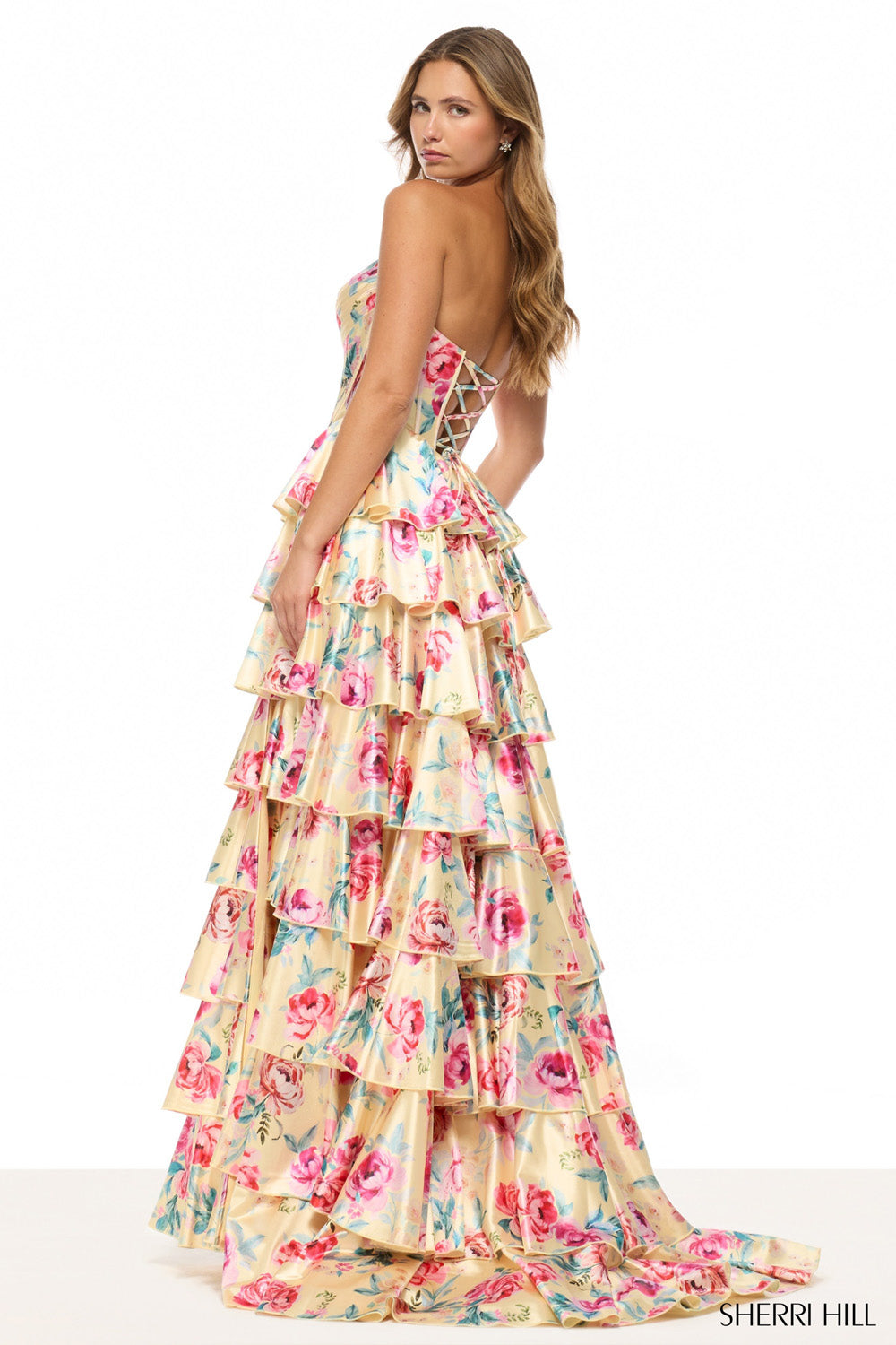 Sherri Hill 57875 prom dress images. Sherri Hill 57875 is available in these colors: Yellow Multi.