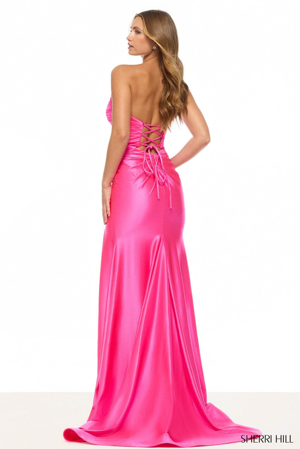 Sherri Hill 57882 prom dress images. Sherri Hill 57882 is available in these colors: Emerald, Lilac, Navy, Pink, Yellow, Royal, Red, Black, Bright Fuchsia, Periwinkle .