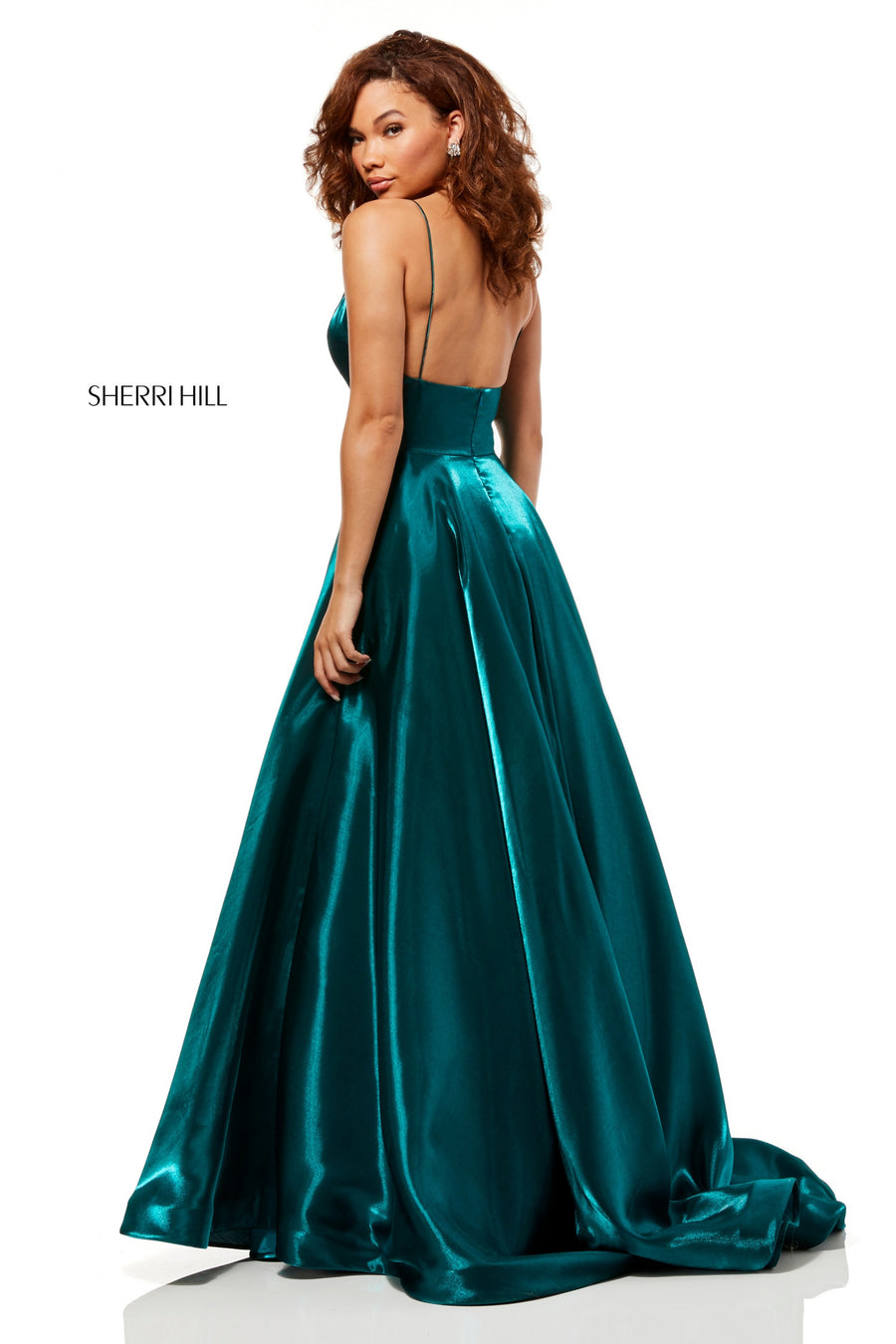 Sherri Hill 52424 prom dress images.  Sherri Hill 52424 is available in these colors: Gold; Wine; Navy; Emerald; Gunmetal; Purple.