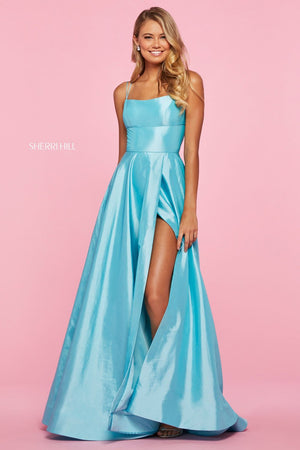Sherri Hill 53531 prom dress images.  Sherri Hill 53531 is available in these colors: Royal, Red, Light Blue, Candy Pink, Navy, Coral, Yellow, Aqua.