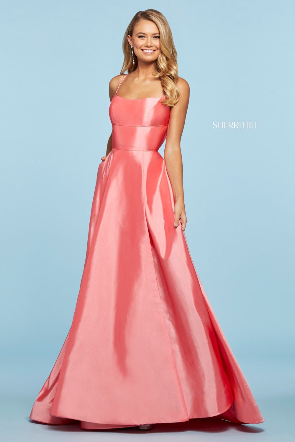 Sherri Hill 53531 prom dress images. Sherri Hill 53531 is available in these colors: Royal, Red, Light Blue, Candy Pink, Navy, Coral, Yellow, Aqua.