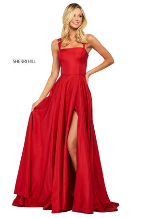 Sherri Hill 53561 prom dress images.  Sherri Hill 53561 is available in these colors: Royal, Pink, Aqua, Red, Coral, Yellow, Navy, Black, Wine, Emerald, Orange.