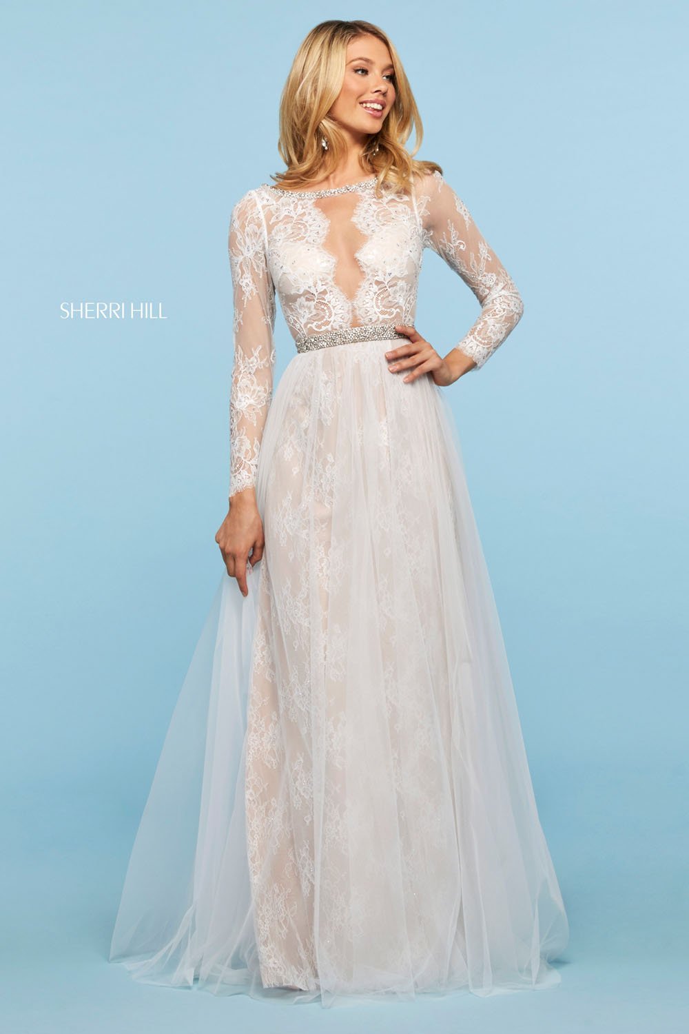 Sherri Hill 53565 prom dress images. Sherri Hill 53565 is available in these colors: Ivory, Black, Blush.