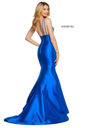 Sherri Hill 53660 prom dress images.  Sherri Hill 53660 is available in these colors: Royal, Yellow, Navy, Light Blue, Red, Black.