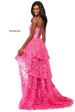 Sherri Hill 53720 prom dress images.  Sherri Hill 53720 is available in these colors: Black, Coral, Blush, Candy Pink, Ivory, Red.