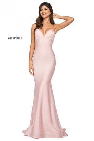 Sherri Hill 53879 prom dress images.  Sherri Hill 53879 is available in these colors: Navy, Light Blue, Blush, Black, Red.