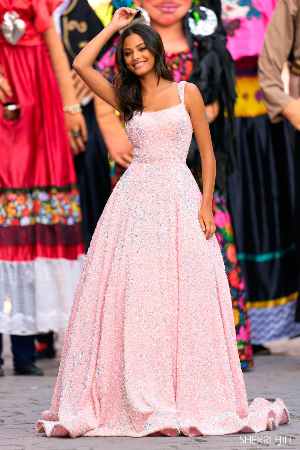 Sherri Hill 55093 prom dress images. Sherri Hill 55093 is available in these colors: Black, Red, Royal, Light Blue, Ivory, Pink, Purple .