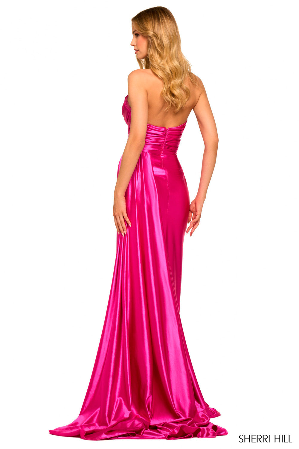 Sherri Hill 55230 prom dress images. Sherri Hill 55230 is available in these colors: Navy, Blush, Black, Red, Ivory, Rose Gold, Dark Emerald, Fuchsia, Champagne, Pink, Gold, Rose, Royal.