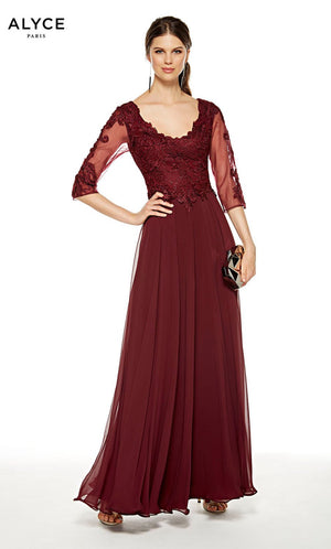 Alyce Paris 27385 prom dress images.  Alyce Paris 27385 is available in these colors: Black Cherry, Navy, Champagne.