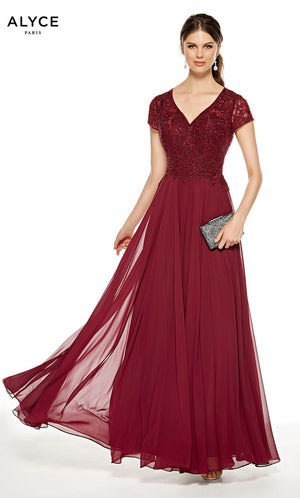 Alyce Paris 27389 prom dress images.  Alyce Paris 27389 is available in these colors: Burgundy, Cashmere Rose, Navy.