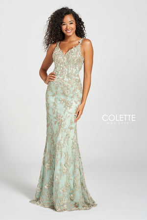 Colette CL12203 prom dress images.  Colette CL12203 is available in these colors: Ivy.