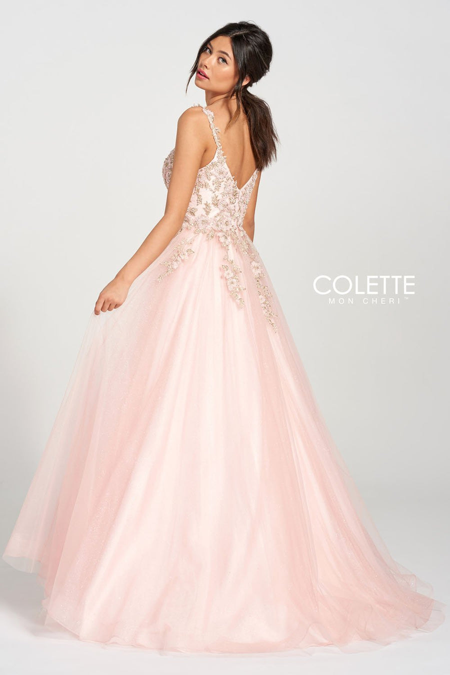 Colette CL12205 prom dress images.  Colette CL12205 is available in these colors: Vintage Rose, Scarlet.