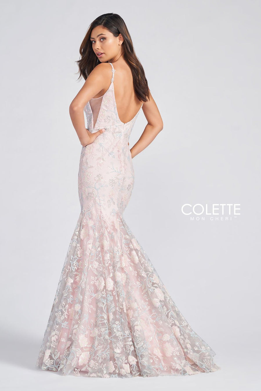 Colette CL12233 prom dress images.  Colette CL12233 is available in these colors: Blush Multi.