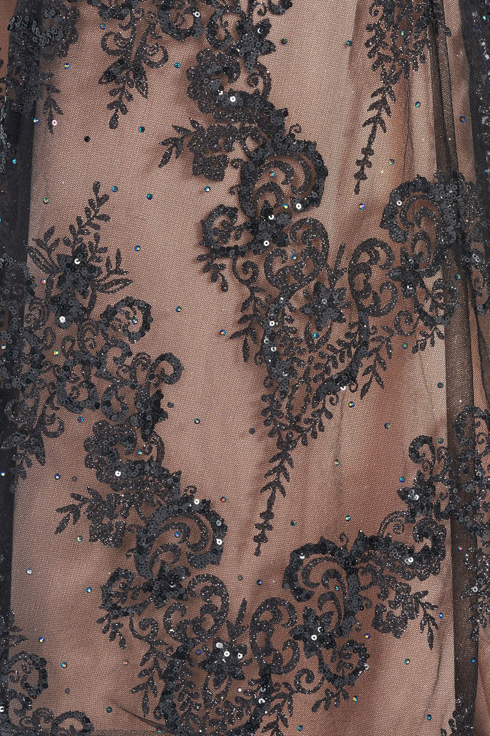 Colette CL12245 prom dress images. Colette CL12245 is available in these colors: Black Nude, Rose Nude, Light Blue Nude.