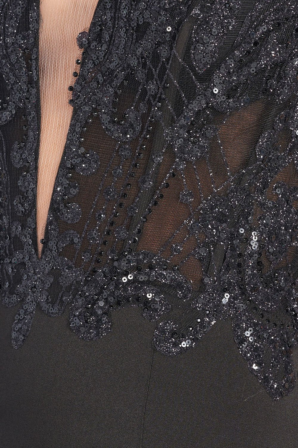 Colette CL12247 prom dress images. Colette CL12247 is available in these colors: Black, Aqua Silver.