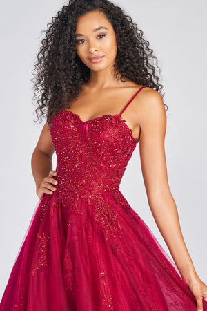 Colette CL12248 prom dress images.  Colette CL12248 is available in these colors: Crimson, Black Nude.