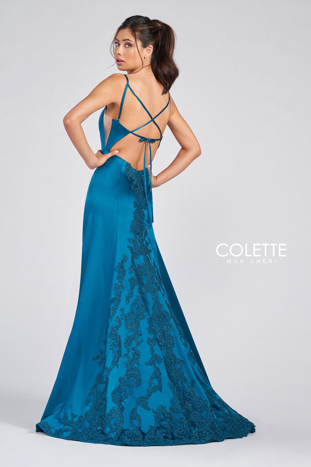 Colette CL12274 prom dress images. Colette CL12274 is available in these colors: Lipstick, Turquoise.