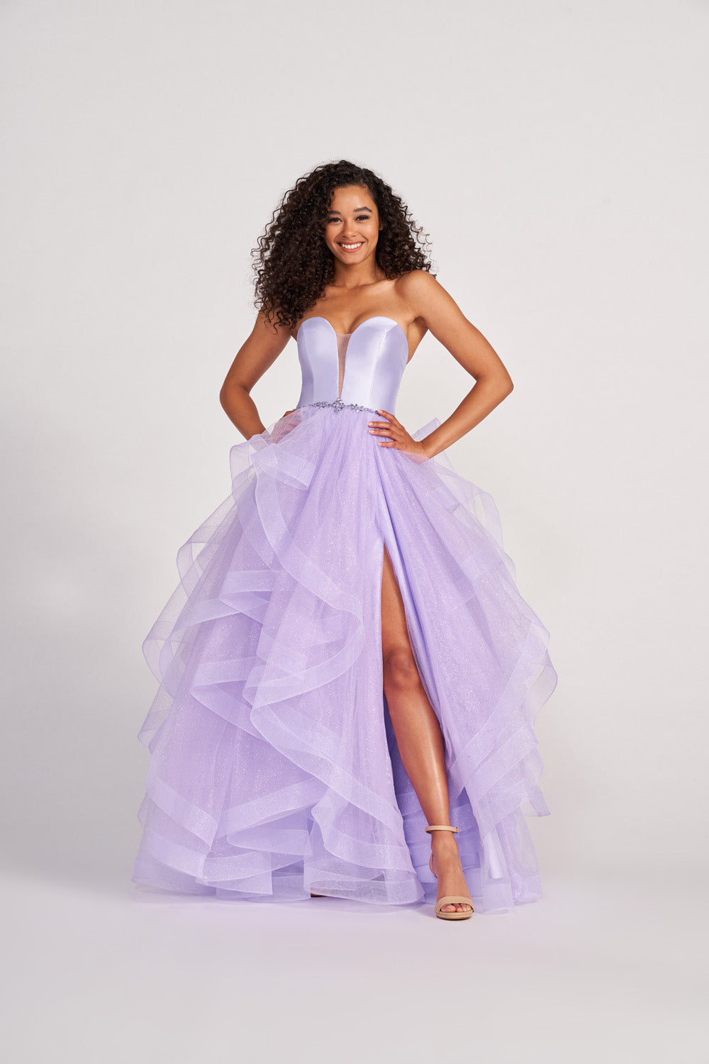 Colette CL2006 prom dress images. Colette CL2006 is available in these colors: Diamond White, Spruce, Lilac, Pink, Light Blue.