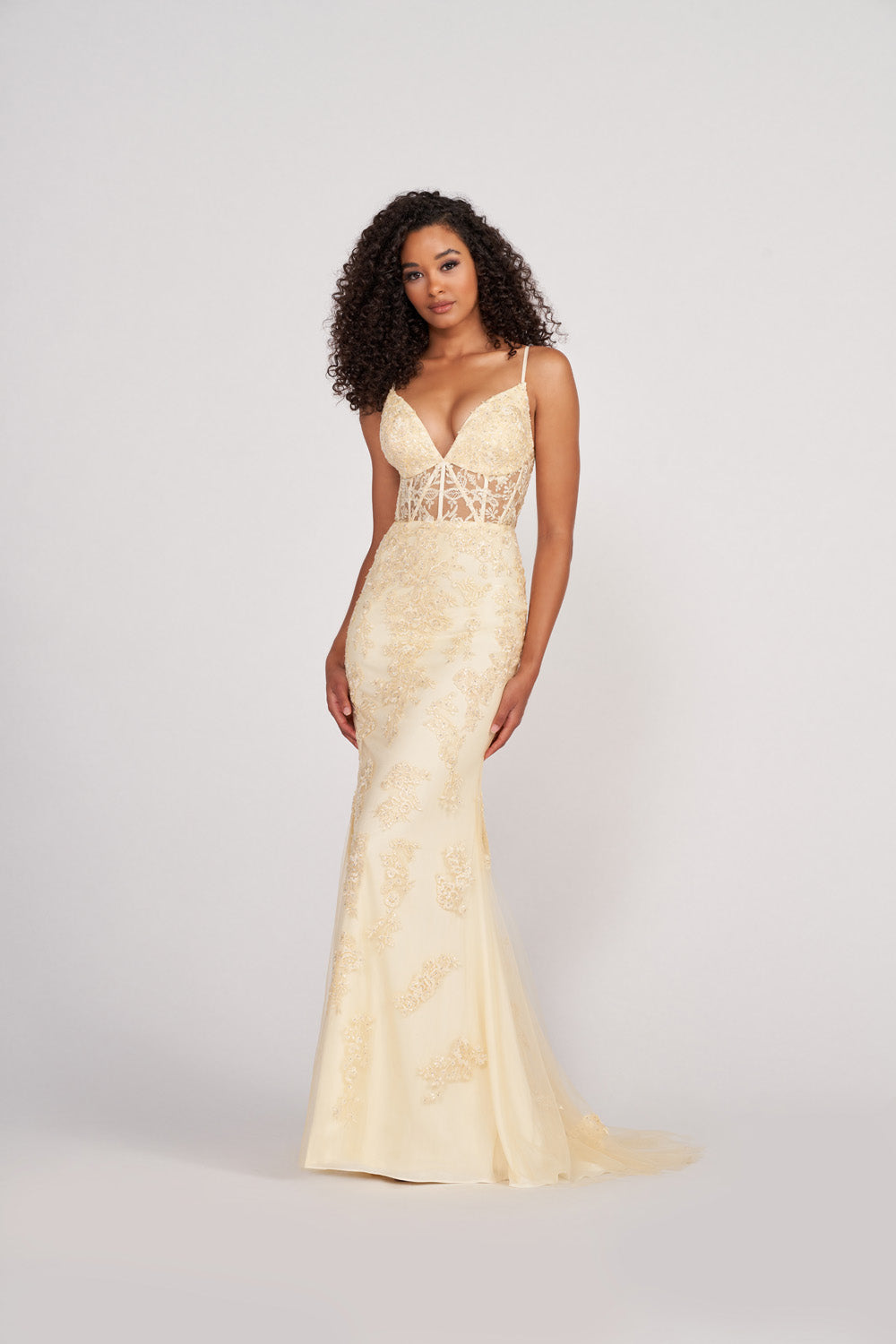 Colette CL2007 prom dress images. Colette CL2007 is available in these colors: Powder Blue, Buttercup, Lilac.