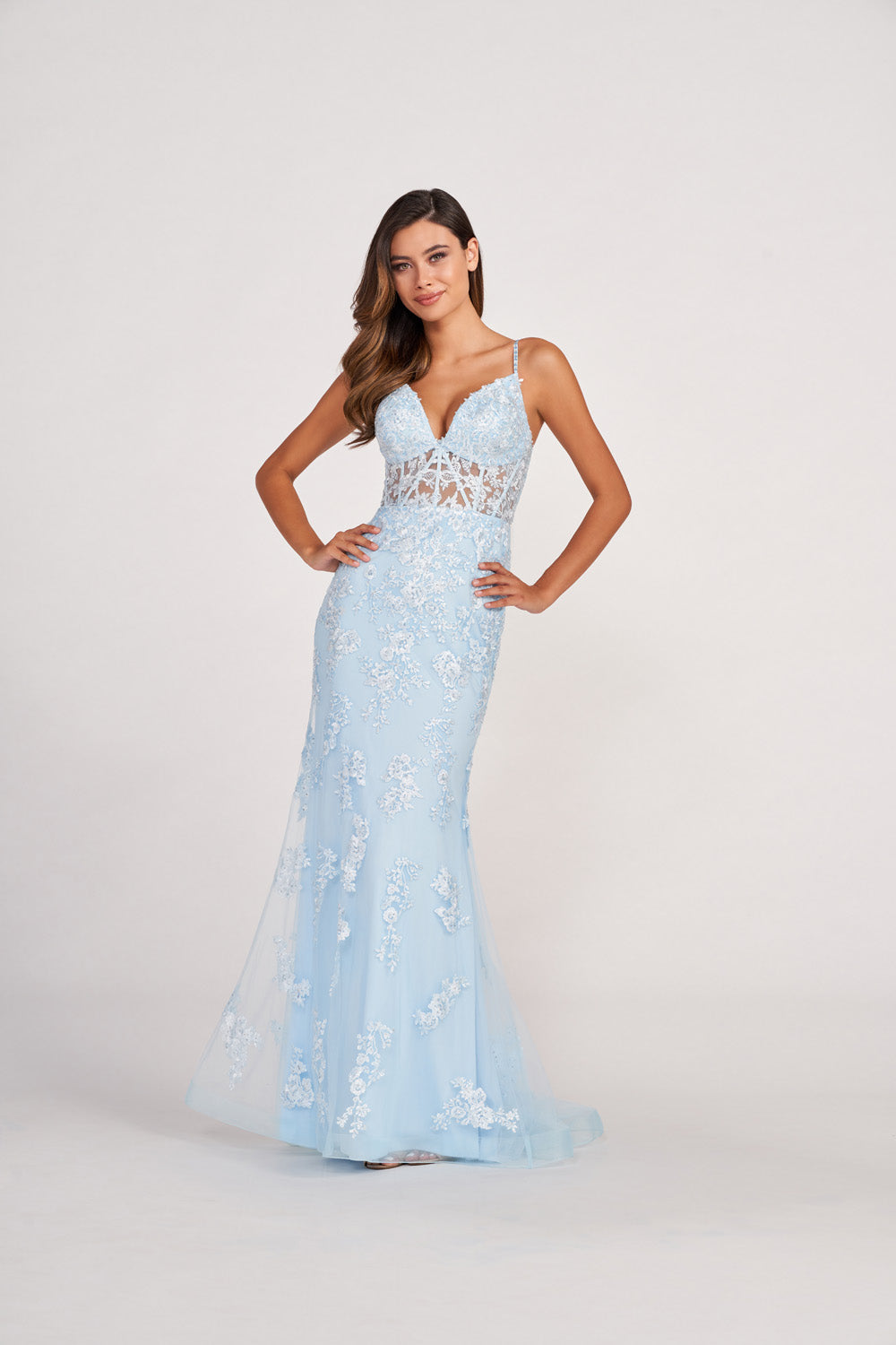 Colette CL2007 prom dress images. Colette CL2007 is available in these colors: Powder Blue, Buttercup, Lilac.