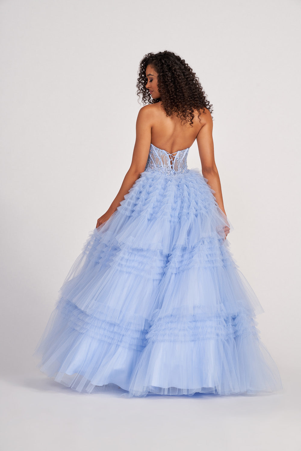 Colette CL2017 prom dress images. Colette CL2017 is available in these colors: Diamond White, Periwinkle, Turquoise, Dusty Rose.