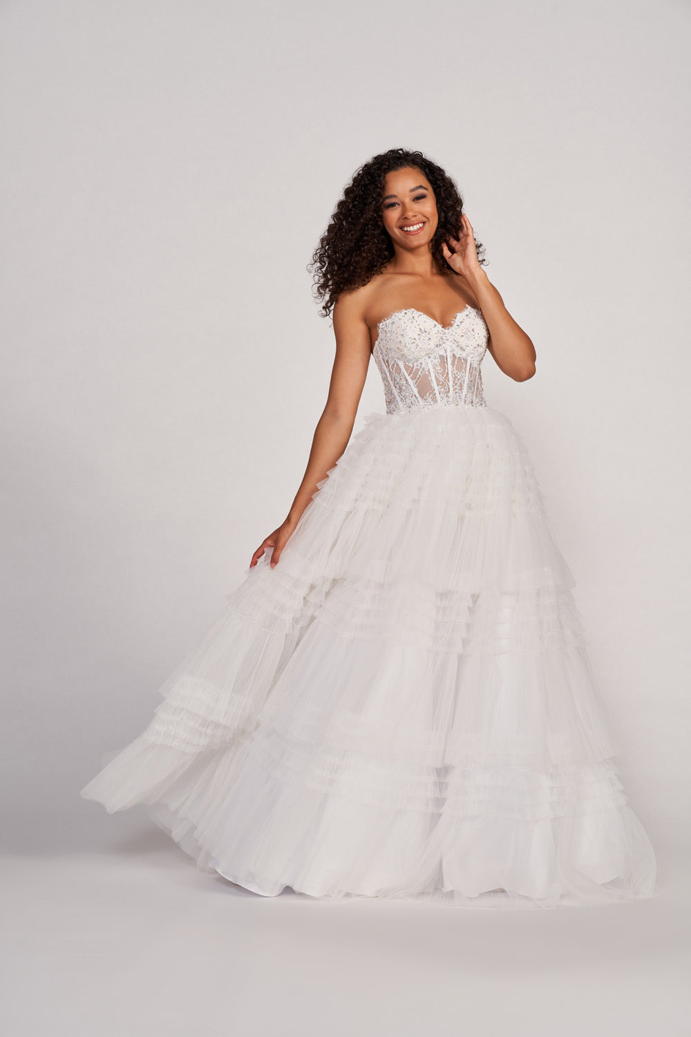 Colette CL2017 prom dress images. Colette CL2017 is available in these colors: Diamond White, Periwinkle, Turquoise, Dusty Rose.
