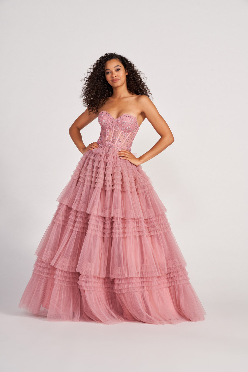 Colette CL2017 prom dress images. Colette CL2017 is available in these colors: Diamond White, Periwinkle, Turquoise, Dusty Rose.