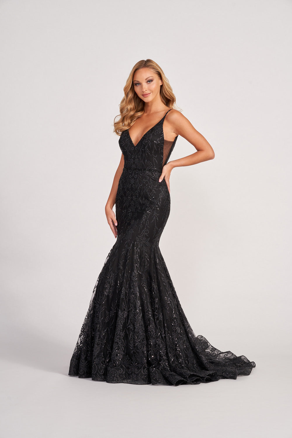 Colette CL2021 prom dress images. Colette CL2021 is available in these colors: Navy Gold, Gold Pewter, Royal Blue, Black.