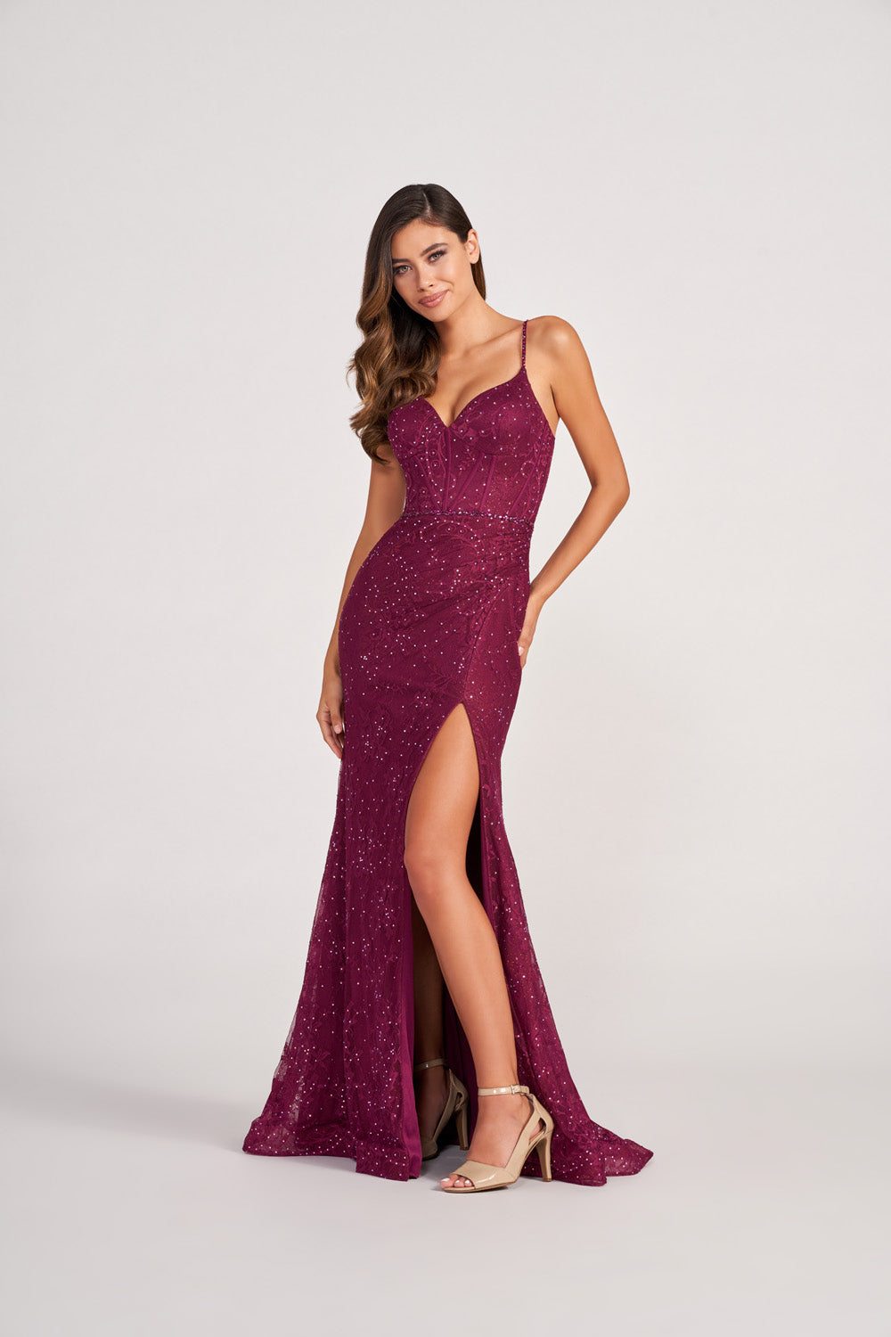 Colette CL2037 prom dress images. Colette CL2037 is available in these colors: Burgundy, Jade, Black Nude, Sapphire.