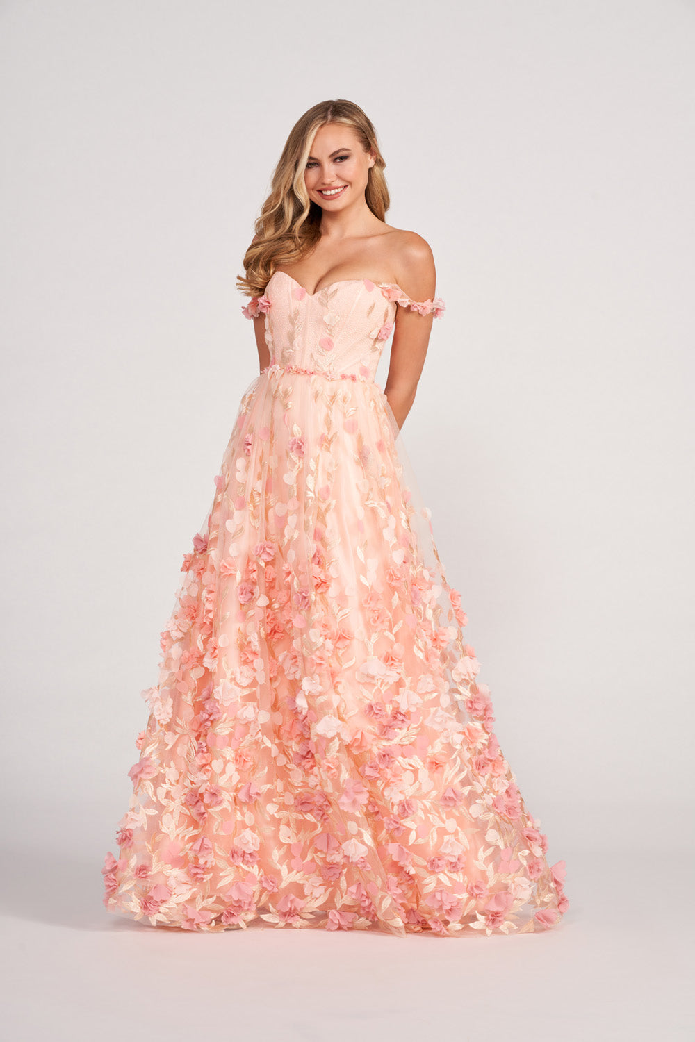 Colette CL2057 prom dress images. Colette CL2057 is available in these colors: Apricot.