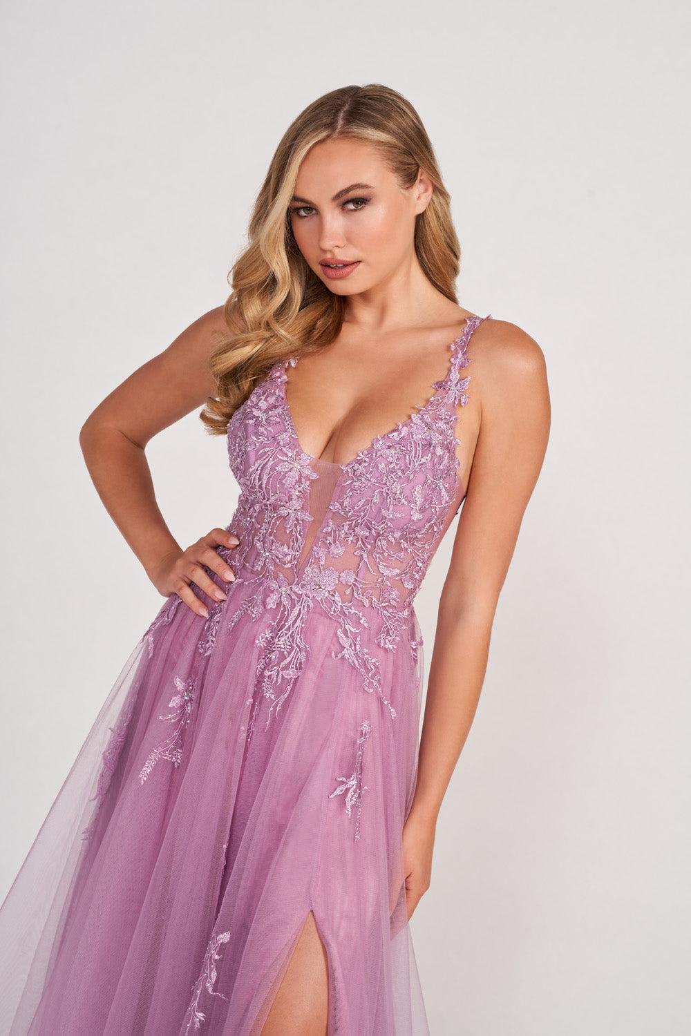 Colette CL2074 prom dress images. Colette CL2074 is available in these colors: Orchid, Sage, Dusty Blue.