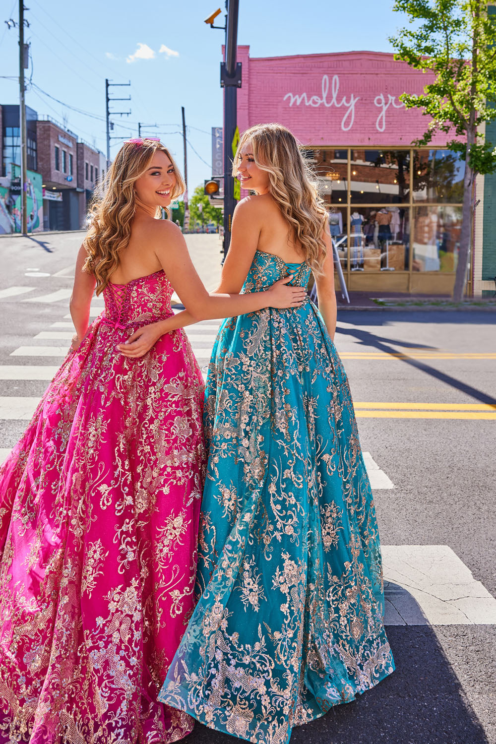 Colette CL5101 prom dress images. Colette CL5101 is available in these colors: Navy Gold, Gold Pewter, Gold White, Fuchsia Gold, Turquoise Gold.