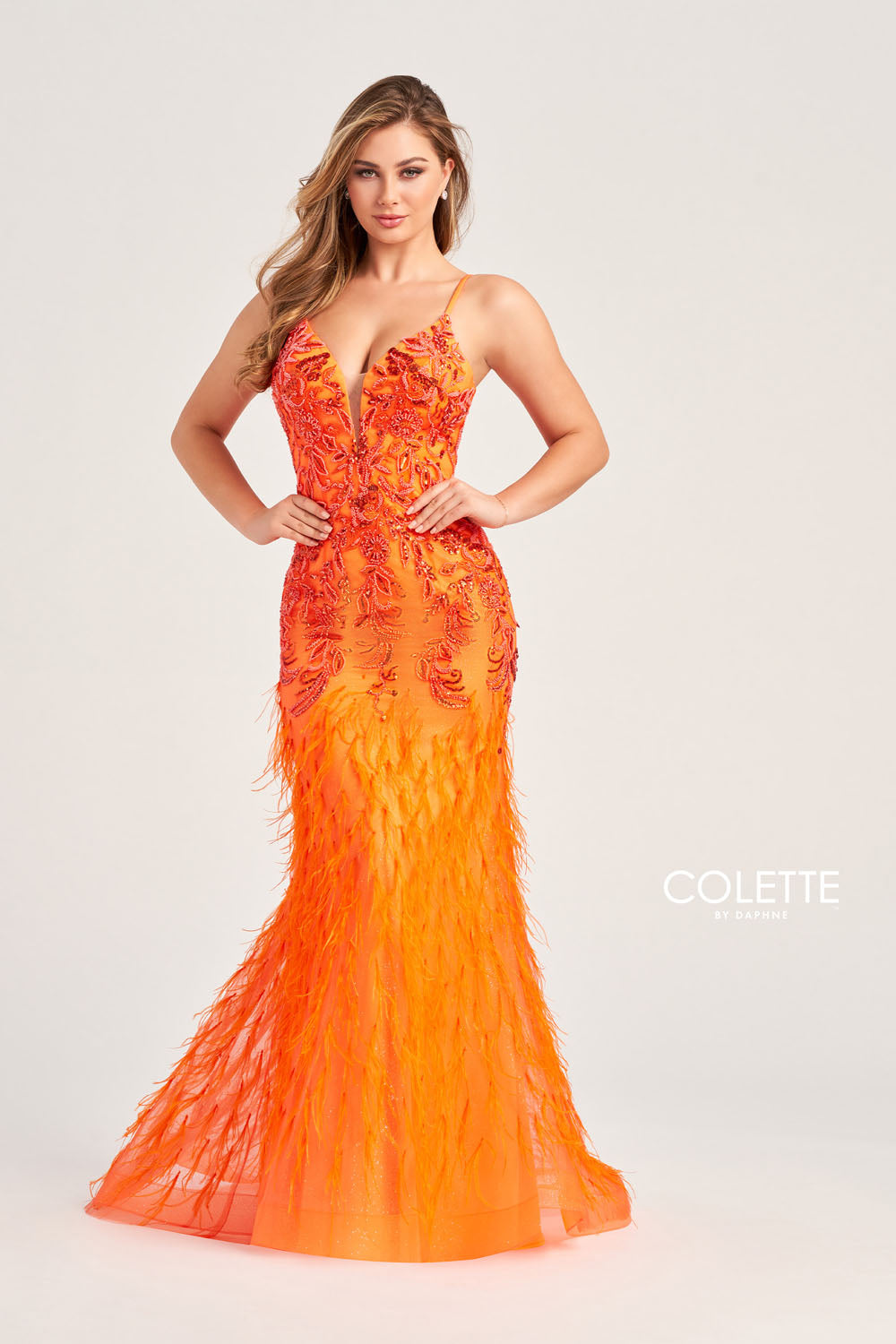Colette CL5103 prom dress images. Colette CL5103 is available in these colors: Royal Blue, Fuchsia, Orange.