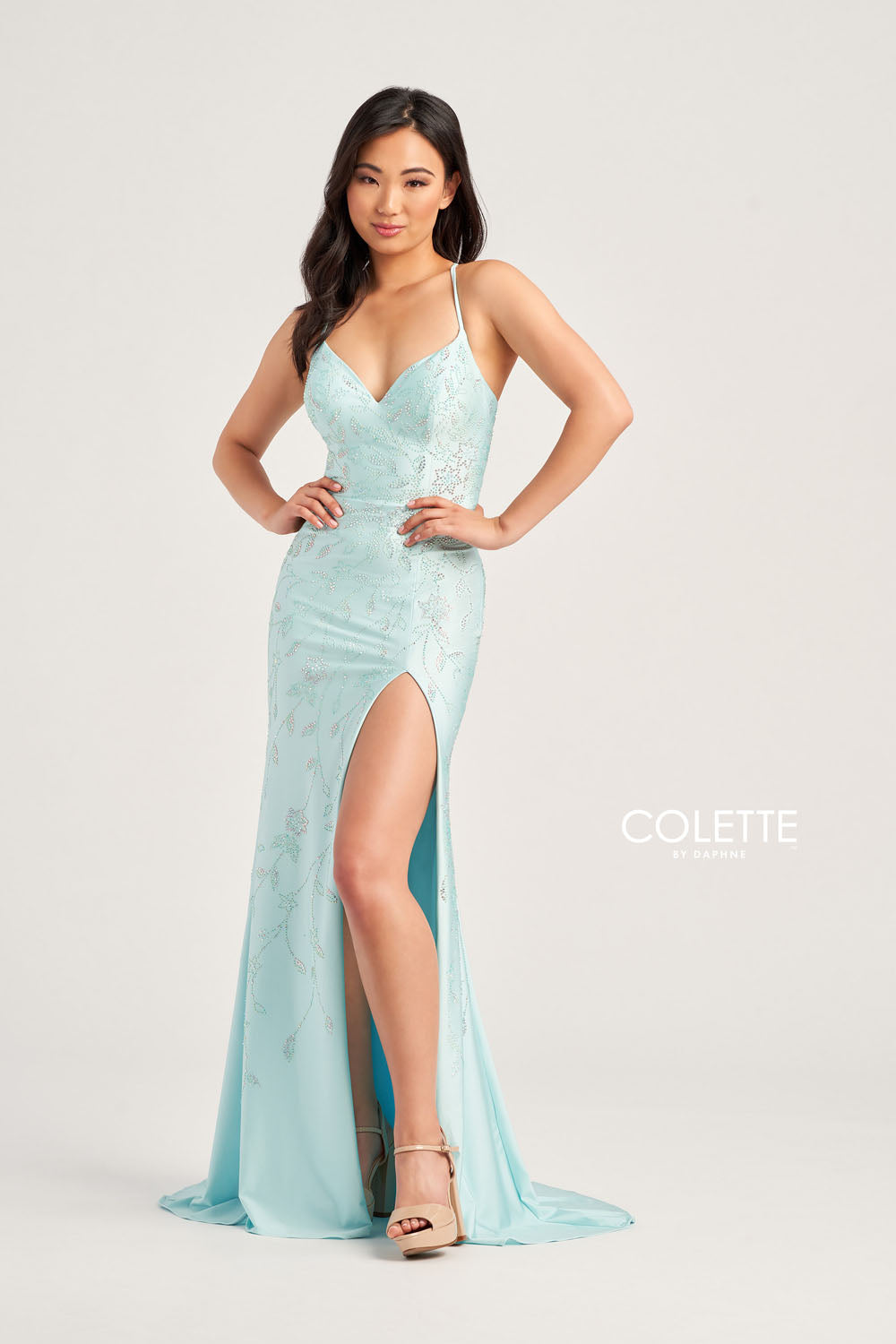 Colette CL5110 prom dress images. Colette CL5110 is available in these colors: Aqua, Lilac, Pink, Purple.