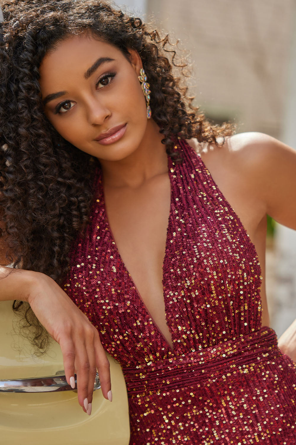 Colette CL5115 prom dress images. Colette CL5115 is available in these colors: Olive, Emerald Gold, Black Silver, Wine Gold, Champagne.