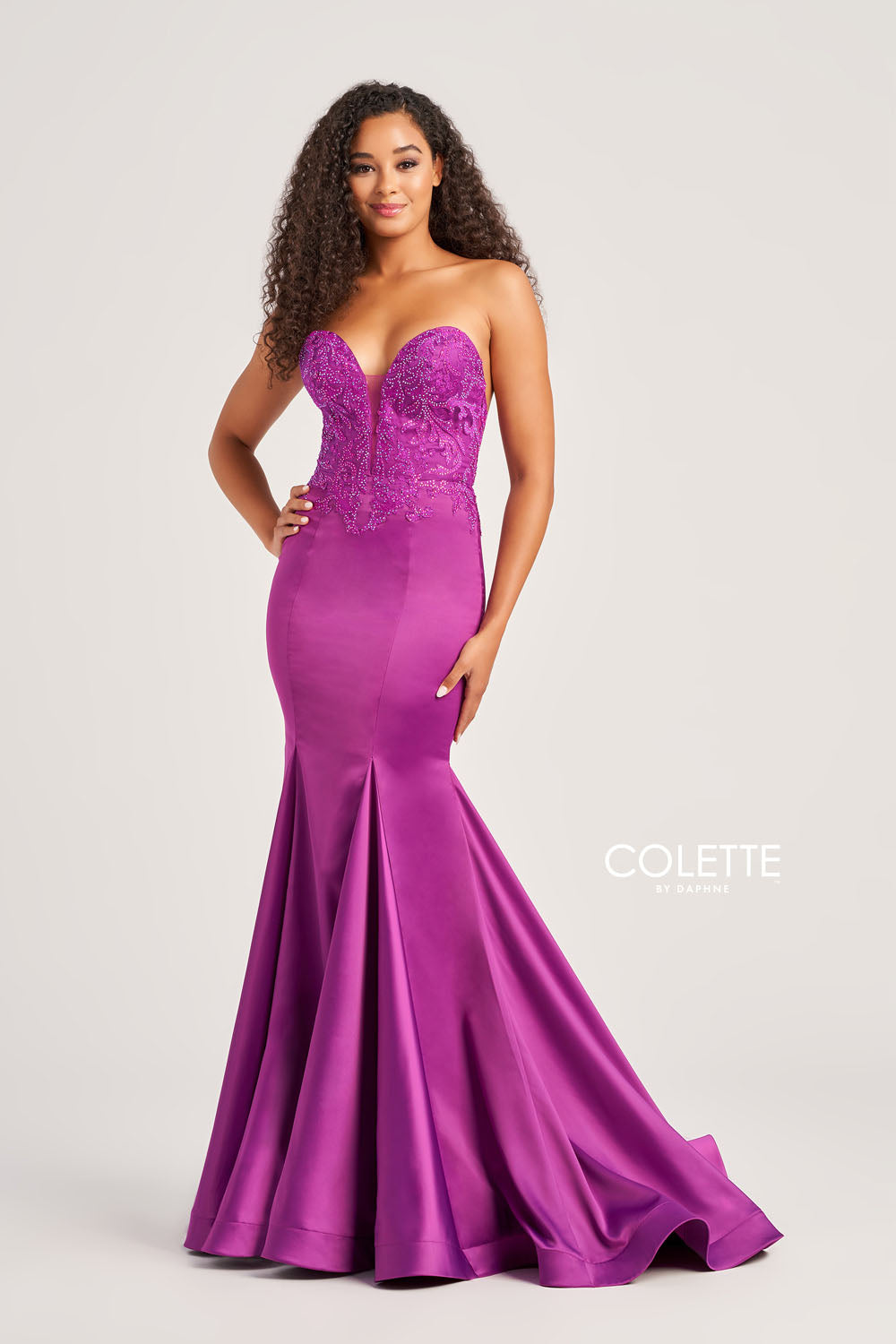 Colette CL5116 prom dress images. Colette CL5116 is available in these colors: Amethyst, Teal, Wine.