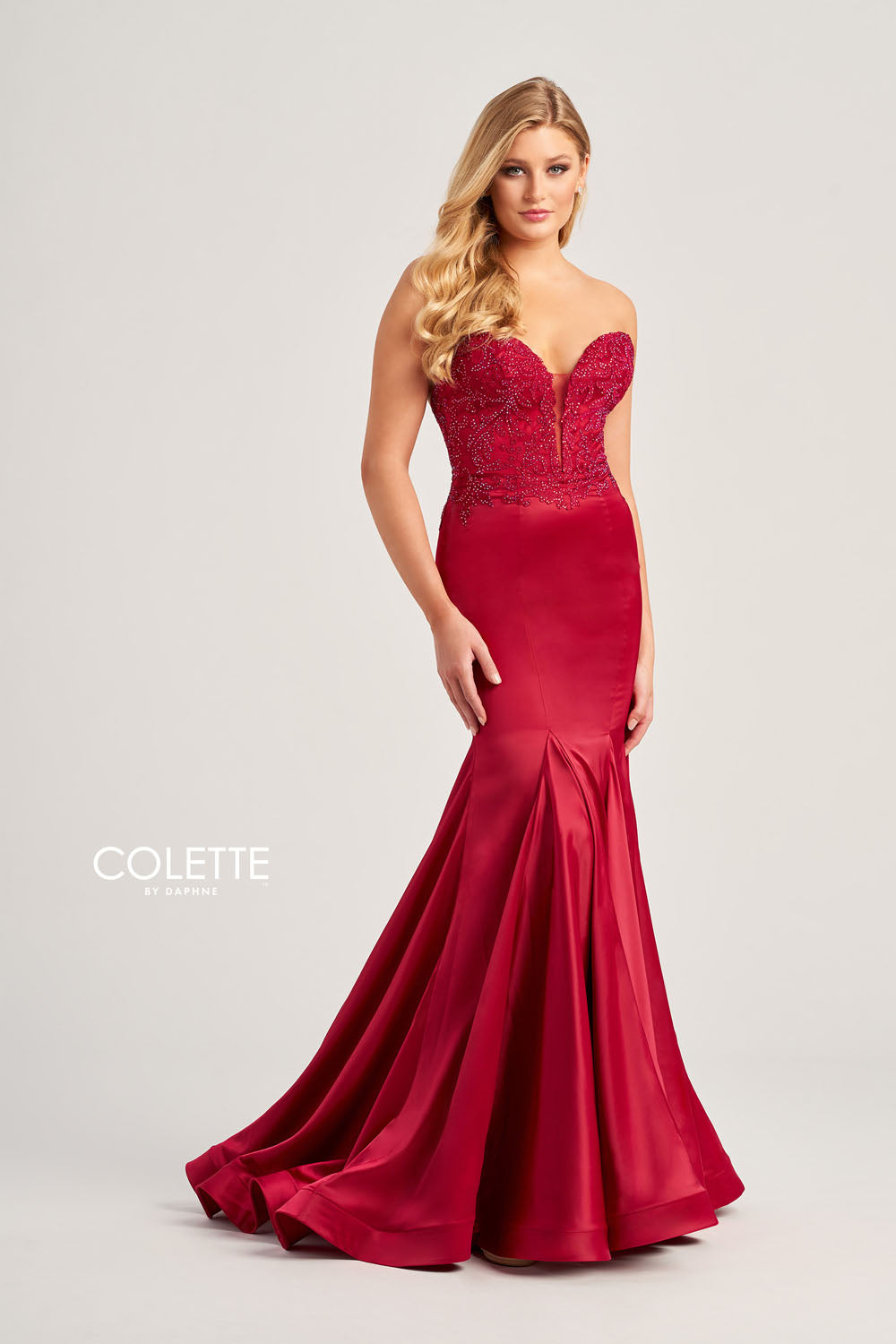 Colette CL5116 prom dress images. Colette CL5116 is available in these colors: Amethyst, Teal, Wine.