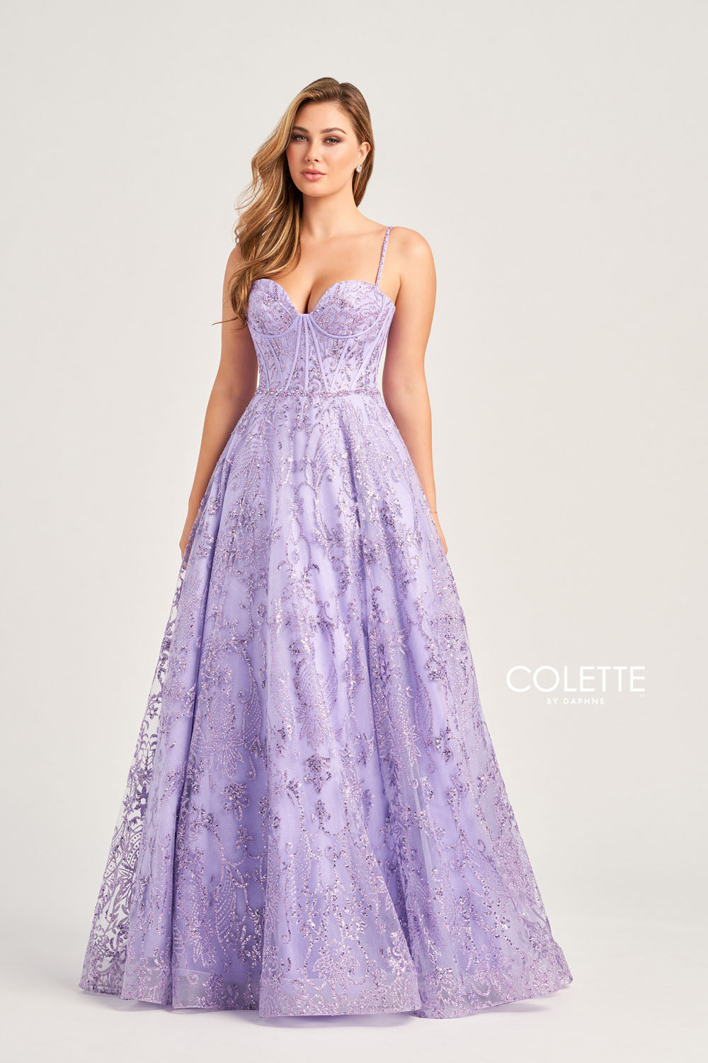 Colette CL5117 prom dress images. Colette CL5117 is available in these colors: Emerald, Lilac, Light Blue.