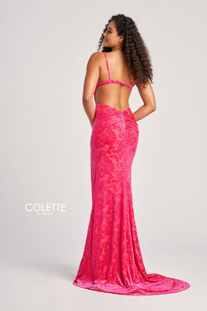 Colette CL5119 prom dress images.  Colette CL5119 is available in these colors: Diamond White, Black, Pink, Jade Berry.