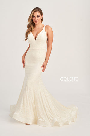 Colette CL5121 prom dress images.  Colette CL5121 is available in these colors: Black, Diamond White, Pink, Jade Berry.