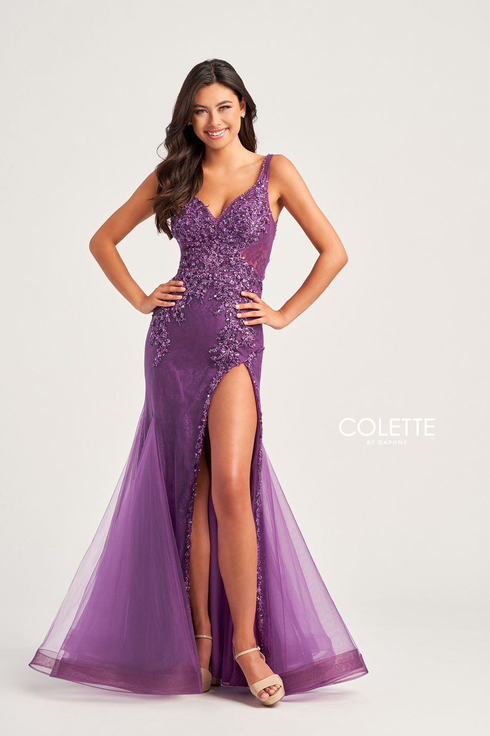 Colette CL5122 prom dress images. Colette CL5122 is available in these colors: Berry, Teal, Plum.